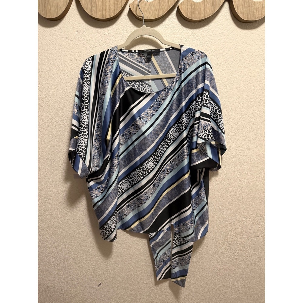 Marc New York Black & Blue Patterned Blouse Size L